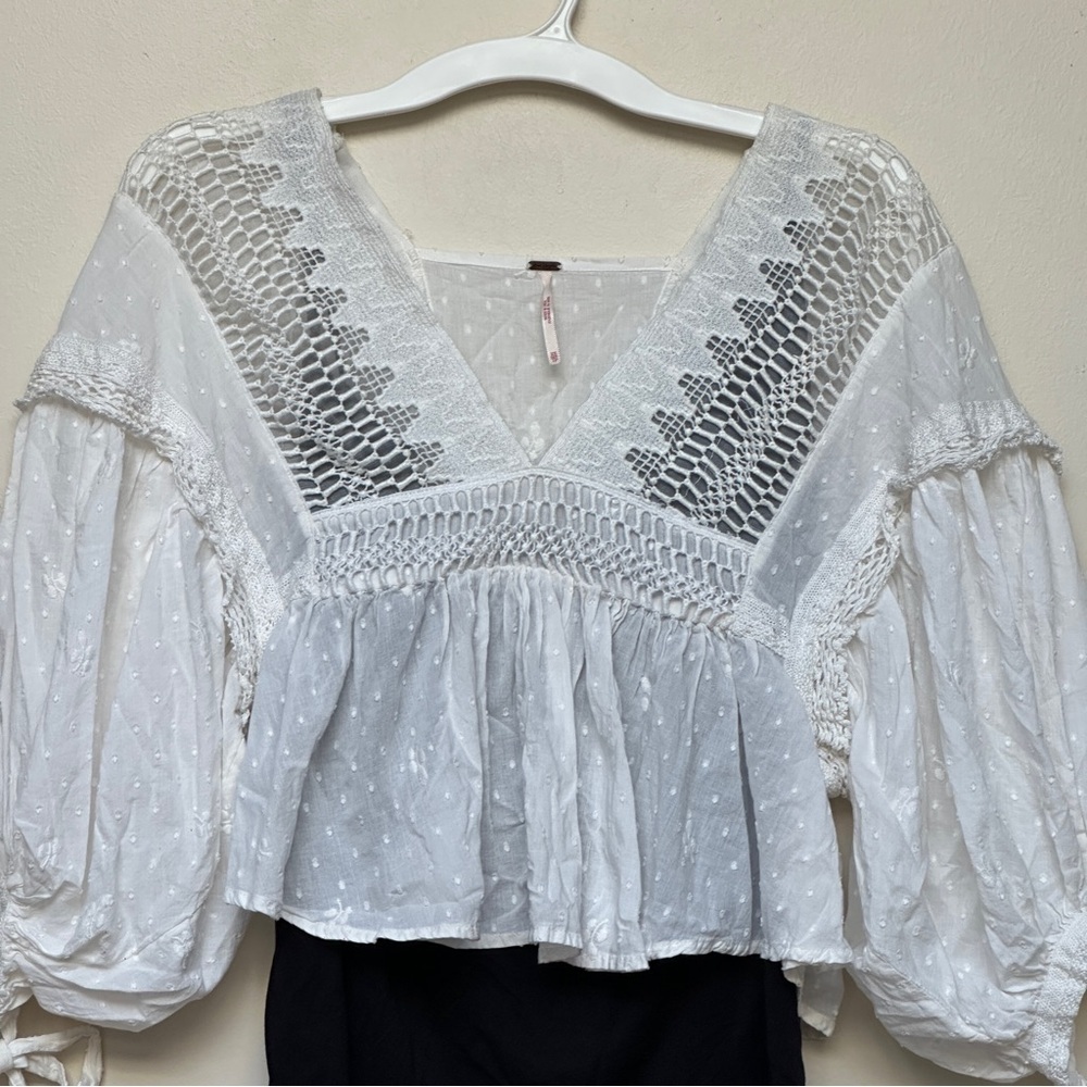 Free People Drive You Mad Blouse in Ivory Size X-Small - Picture 14 of 14